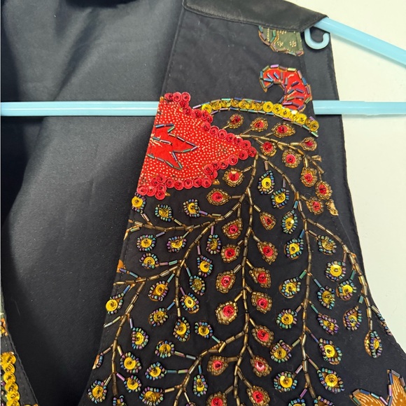 Raja Collection Handmade Vintage Embroidered Floral Vest with Sequins SzS - Picture 12 of 14